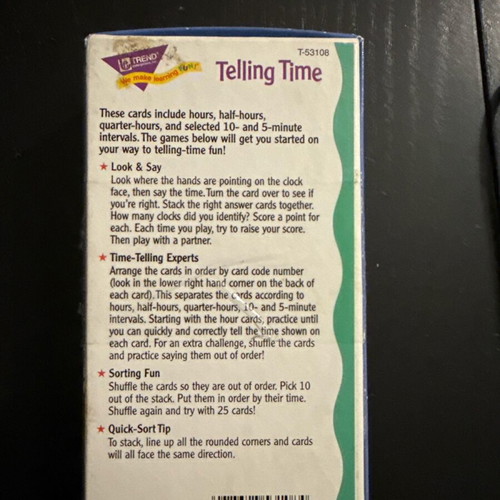 Telling Time Flashcards like new, learning time concepts