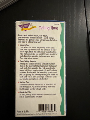 Telling Time Flashcards like new, learning time concepts
