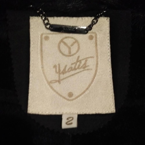 Women's suede coat new black with fur and suede cord details