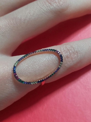 Swarovski ring with multicolor crystals 925, like new