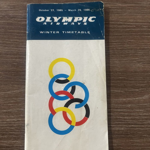 Olympic Airways Winter Flight Timetable 1985 like new
