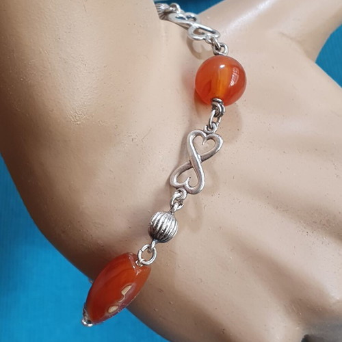 Silver 925 bracelet with carnelian stones used