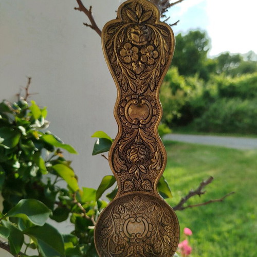 Brass decorative item like new with intricate carvings 24 cm long