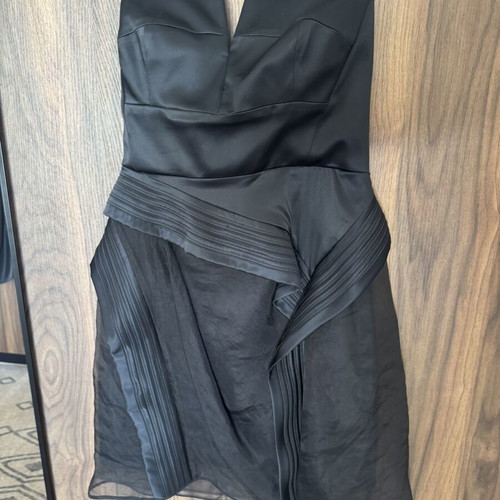 Cora Groppo Black Silk Strapless Draped Dress, Size 40