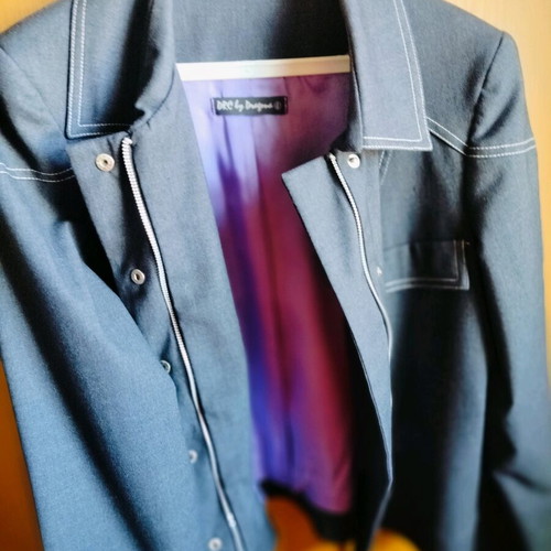 Black denim jacket with embroidered back like new, size L