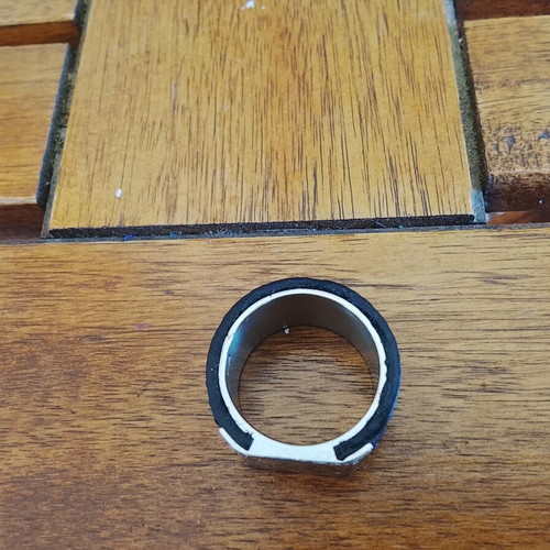 Dyrberg Kern ring like new, black metal and leather