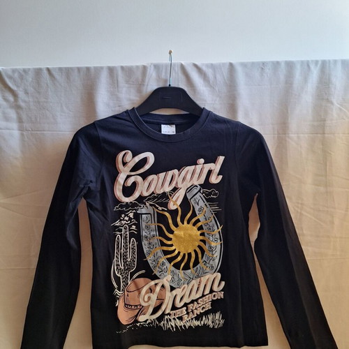 Zara Kids Cowgirl Dream Black Long Sleeve Graphic Top, 11-12 years