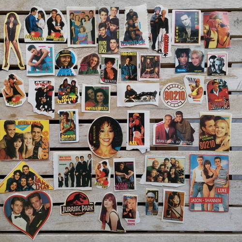 Vintage stickers of actors and singers used, pack of 43