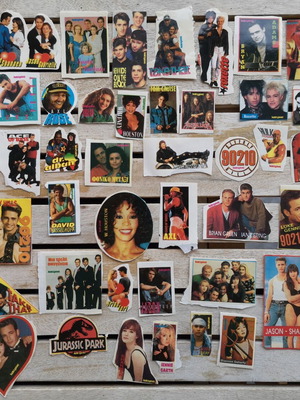 Vintage stickers of actors and singers used, pack of 43