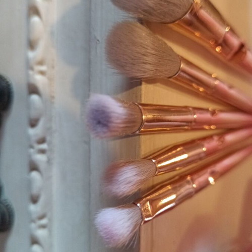 Set of 9 face brushes like new with transparent pouch