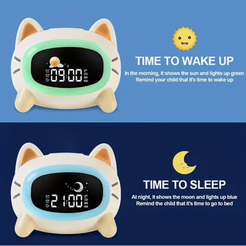 Children's digital tabletop clock-alarm new with cat design