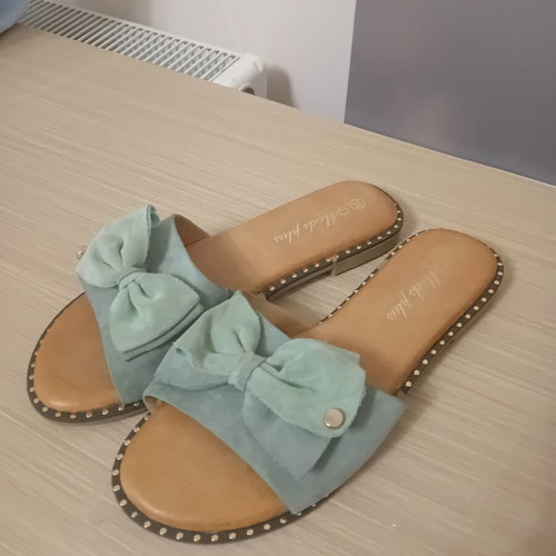 Women's turquoise slippers, size 38