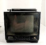  τηλεόραση φορητή με φορτιστή εποχής 1980 για συλλέκτες