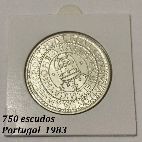 750 escudos silver collectible coin Portugal 1983 UNC