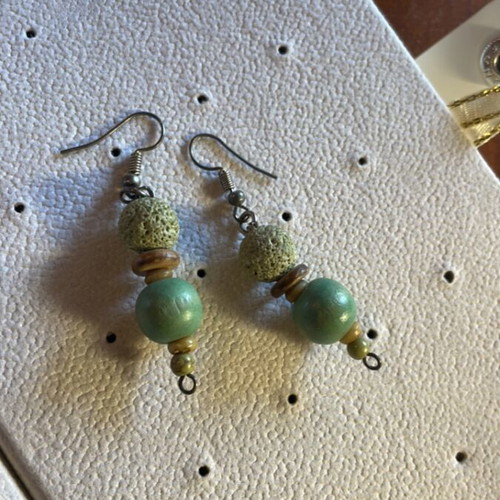 Handmade earrings with pumice stone unused