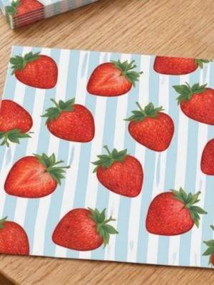 Decoupage paper napkins double-layered with strawberry design new