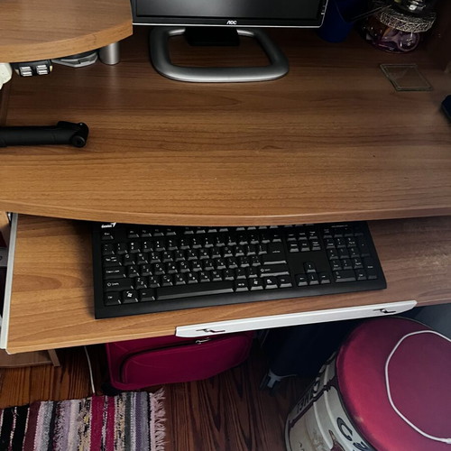Wooden desk for computer like new, light brown with shelves and drawer