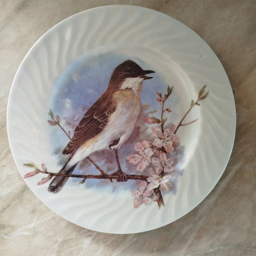 Vintage wall plate used in pink and sky blue tones