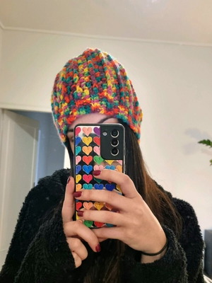 Knitted hat like new, handmade multicolor