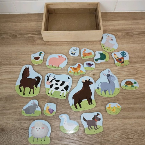 Magnetic wooden animal toy used for ages 2+