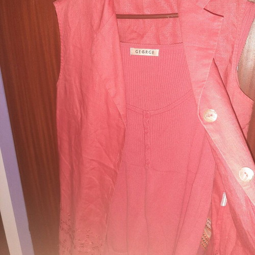 Acme linen shirt and sleeveless blouse set like new, rose color, size Large - XL