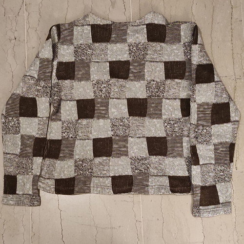 Checked pullover used, size Small, beige-brown
