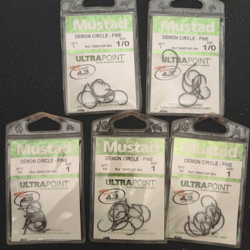 Mustad Demon Circle Ultra Point fishing hooks pack of 5 new