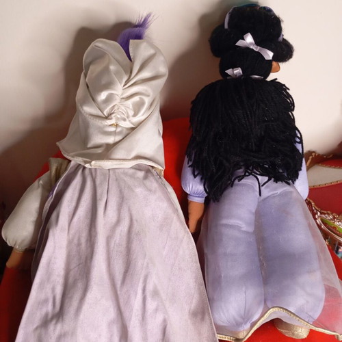Vintage Disney Aladdin Mattel plush doll set 1993 used, Prince Ali & Jasmine