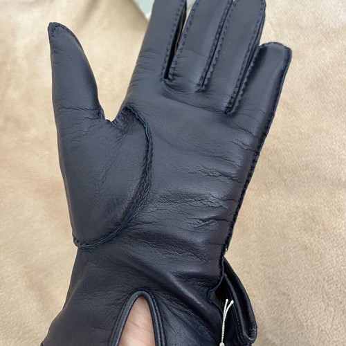 Max Mara gloves new, blue, leather with wool lining
