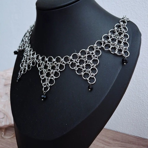 Handmade Stainless Steel Chainmail Choker new, black and silver