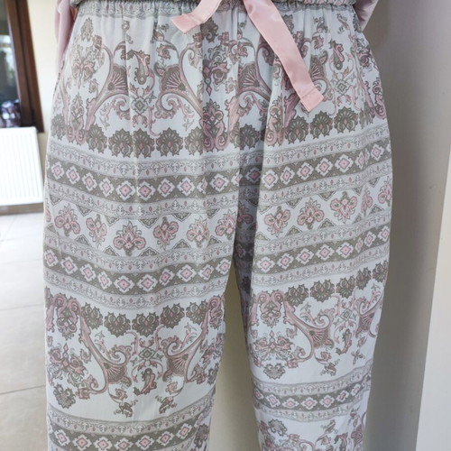 Pajama set used, size Small, soft breathable cotton fabric, pink