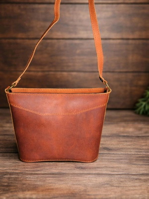 Leather shoulder bag new, brown, Greek made