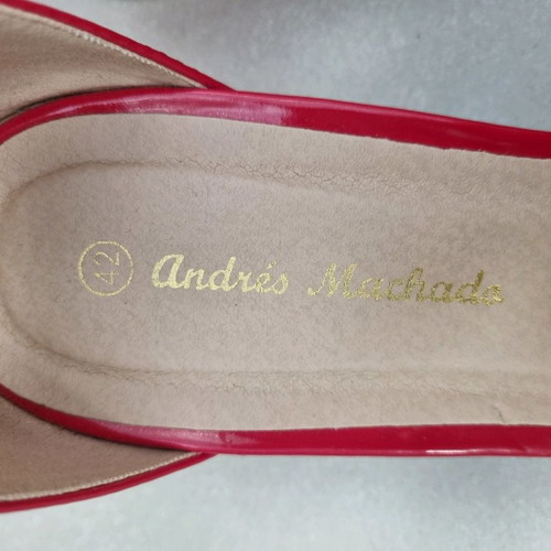 Red sandals used size 42 Andres Machado with low heel