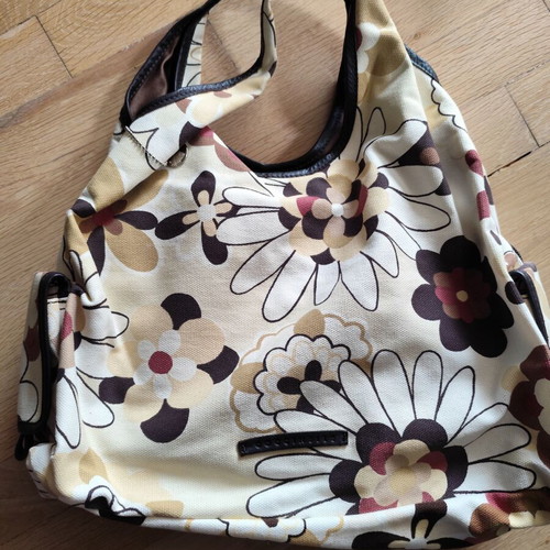 Coccinelle fabric shoulder bag like new, beige and brown