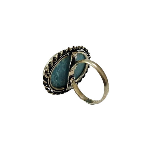 Vintage ring with natural larimar stone like new, silver blue