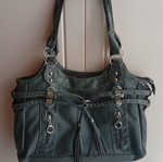 Leather shoulder bag like new, gray