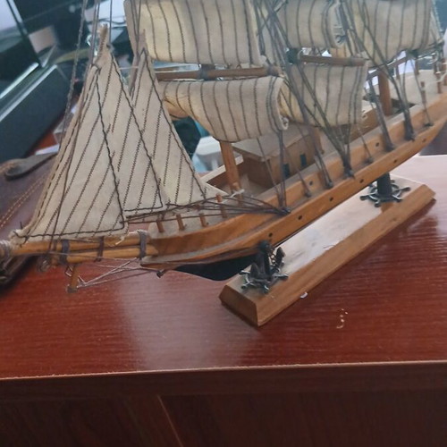 Handmade wooden ship model like new