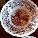  SWISS LANDSCAPE PLATES.DISWASHER PROOF.MADE IN ITALY.THE MOTIF IS A BEAUTIFUL LANDSCAPE WITH A COUNTRY COTTAGE