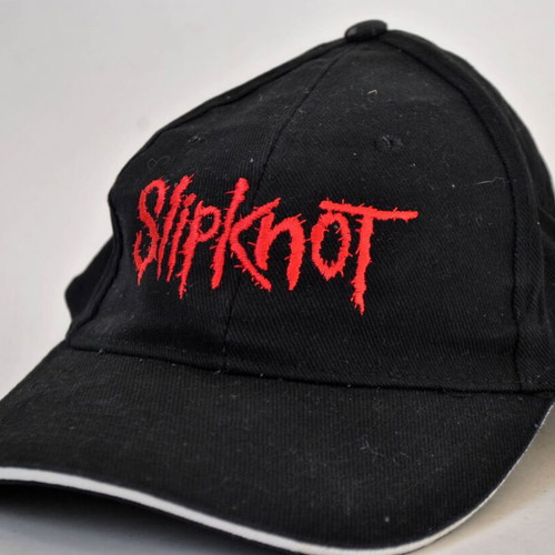 Vintage Slipknot Black Baseball Cap with Red Embroidered Logo Y2K Style