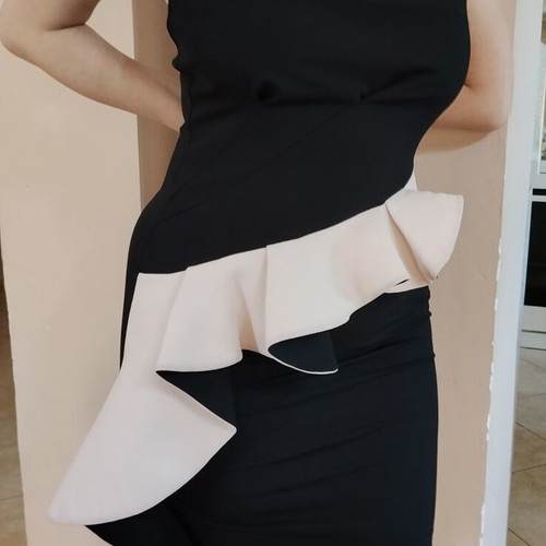 Zara Woman Strapless Mini Dress like new, black and off white ruffles