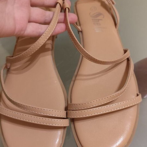 Shein beige flat sandals size 39 like new with soft sole