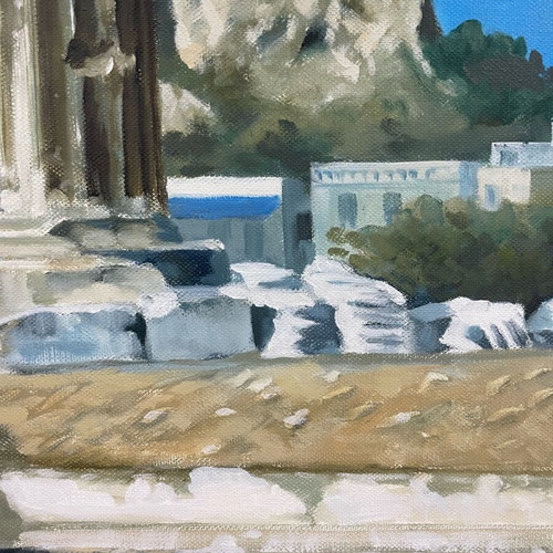 Oil painting used by Dimitris Kourtis featuring the columns of Olympieion