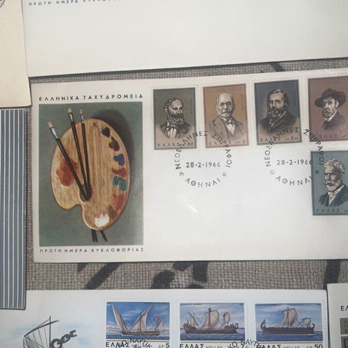 Olympic Greek Stamp Envelopes used, rare pack of 38 pieces