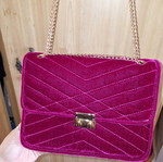 Velvet shoulder bag new, fuchsia color