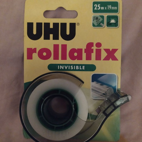 UHU Rollafix Invisible Tape with Metal Cutter, New