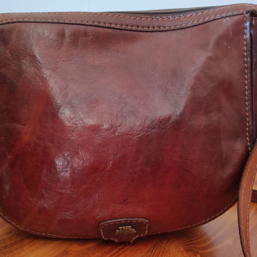 The Bridge shoulder bag used, cognac leather, spacious with three compartments
