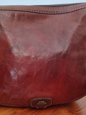 The Bridge shoulder bag used, cognac leather, spacious with three compartments