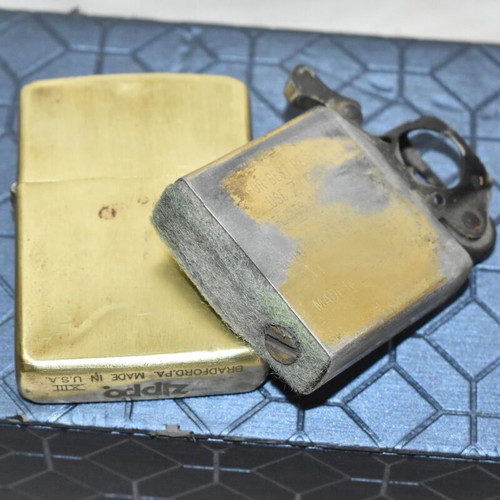 Zippo Solid Brass lighter used, vintage patina 1997, made in USA