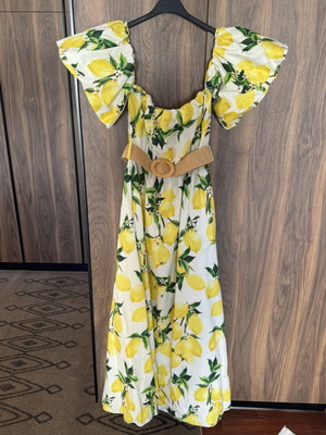 FN Fashion Lemon Print Maxi Dress 100% Cotton Like New