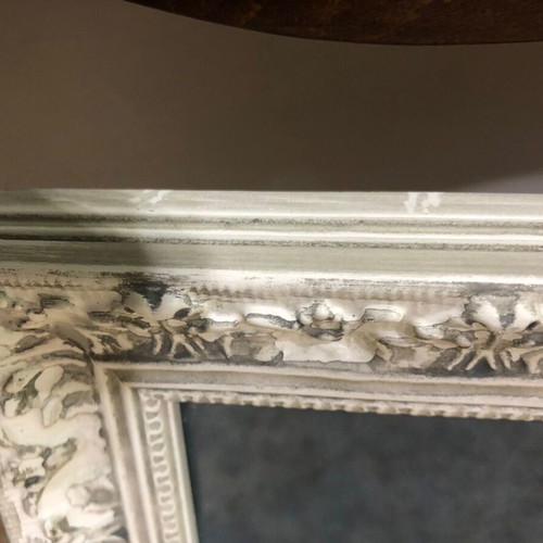 Textile painting in carved wooden frame new, size 50x75 cm